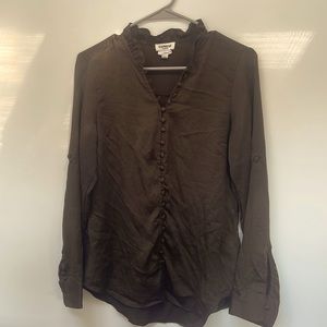 Express olive shimmer portofino shirt slim